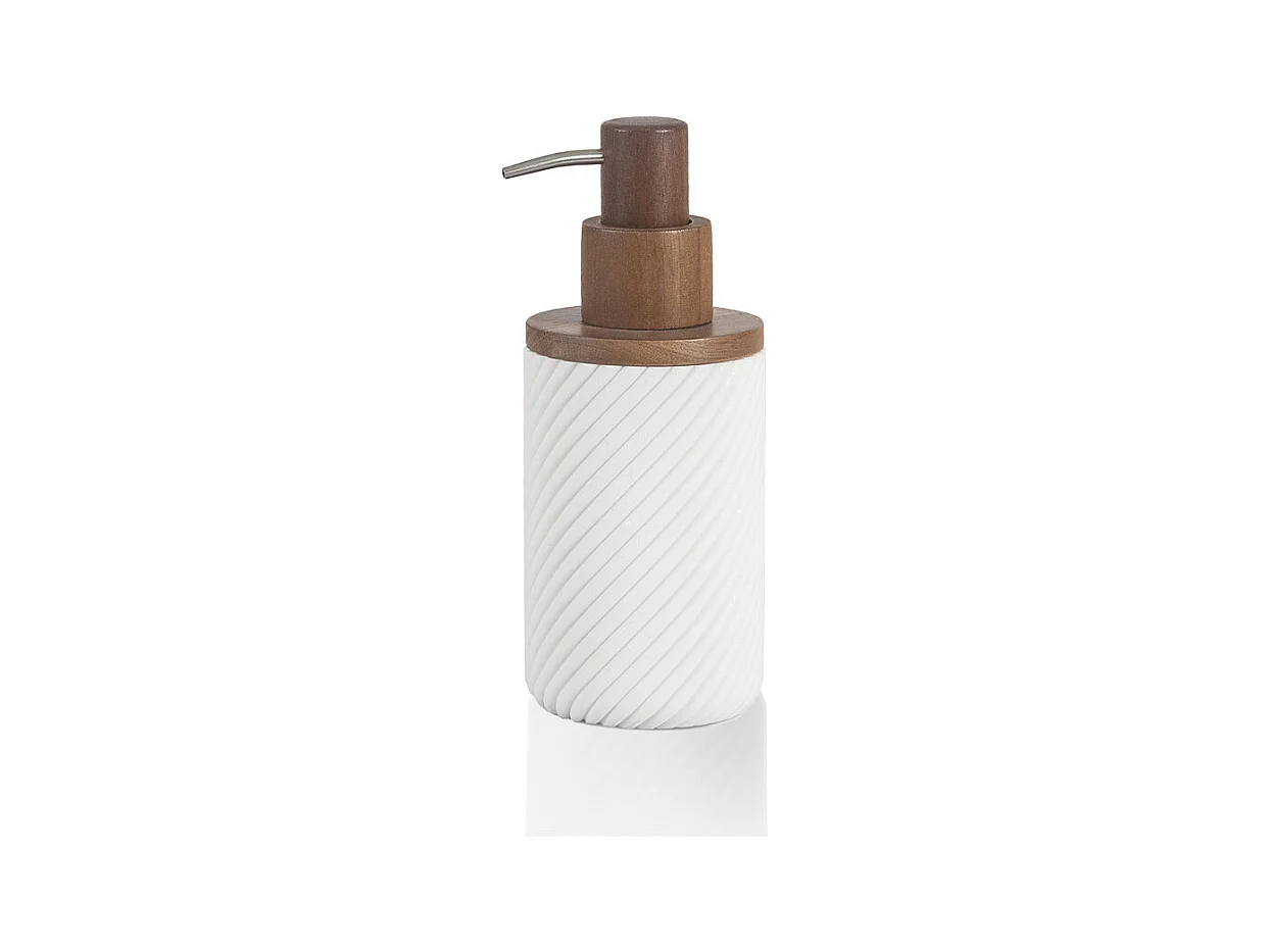 Distributeur de savon - Résine blanche et bois - ASCOLI