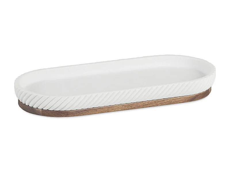 Plateau - Résine blanche et bois - ASCOLI