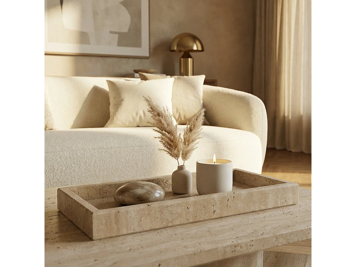 Plateau travertin rectangulaire PIETRA
