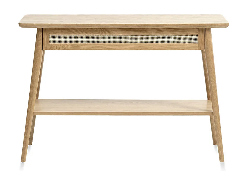 Console 2 plateaux 1 tiroir - Bois et rotin - CAPRI