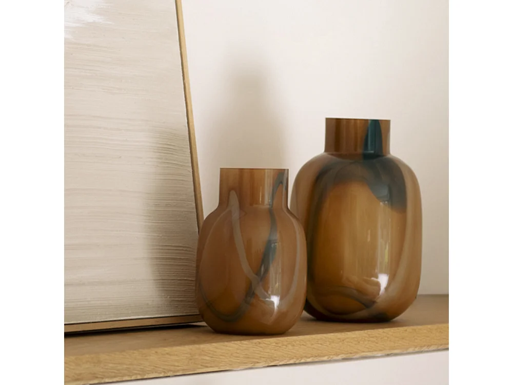 Vase - Verre fumé marron - TINA - 14x20 cm