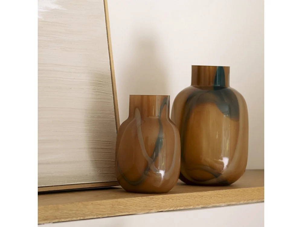 Vase - Verre fumé marron - TINA - 19x29 cm
