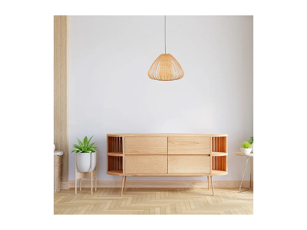 Suspension poire rotin naturel