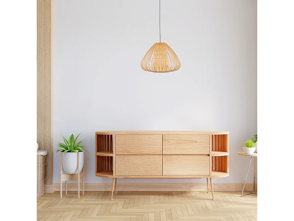 Suspension poire rotin naturel