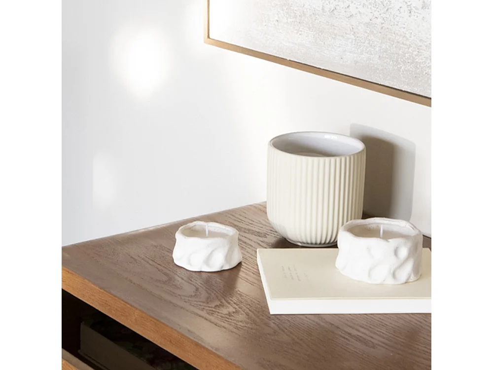 Bougie - Céramique blanche - ARIA - 8x3,5 cm