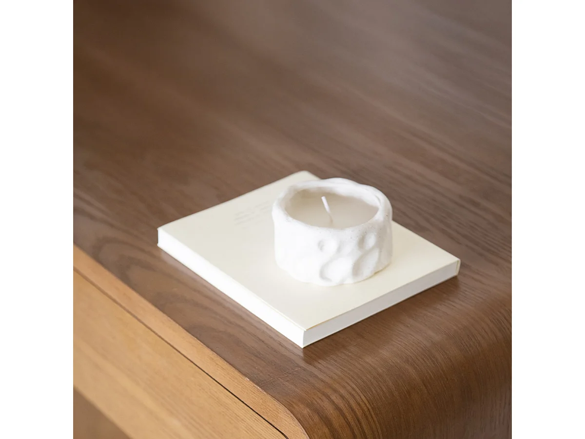 Bougie - Céramique blanche - ARIA - 8x3,5 cm