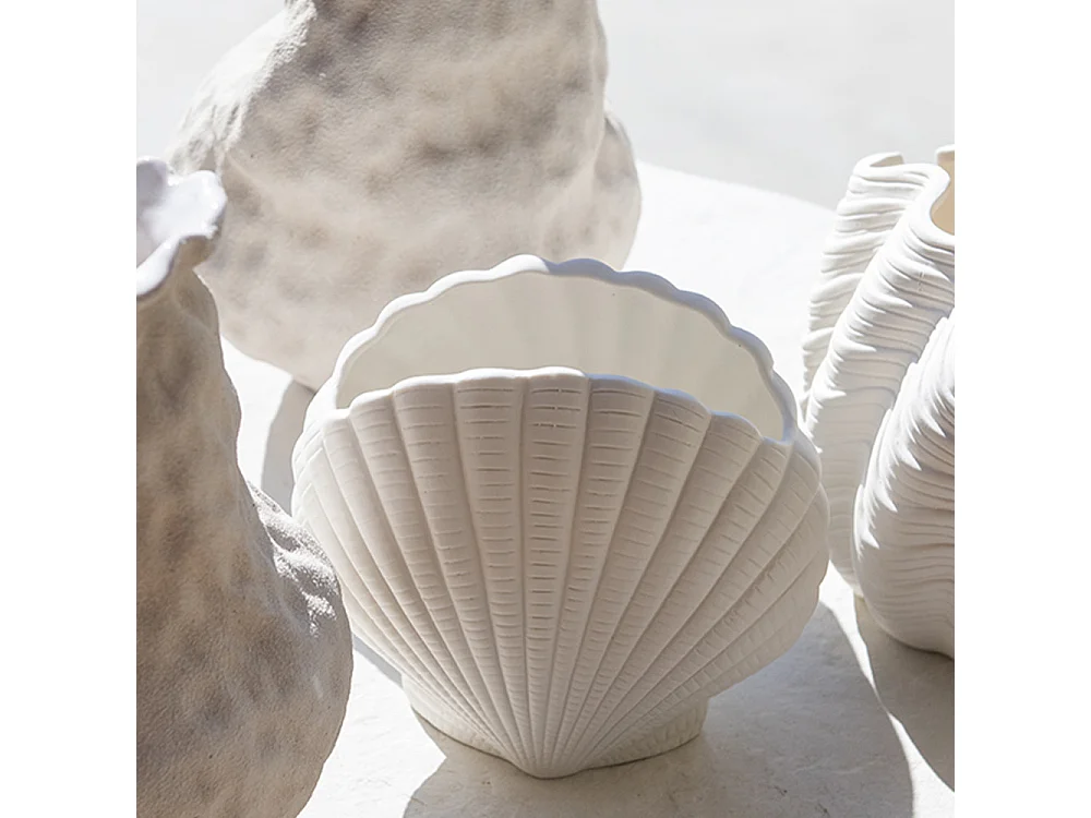 Vase coquillage - Dolomite blanche - GUSCIO - 17x9x24 cm