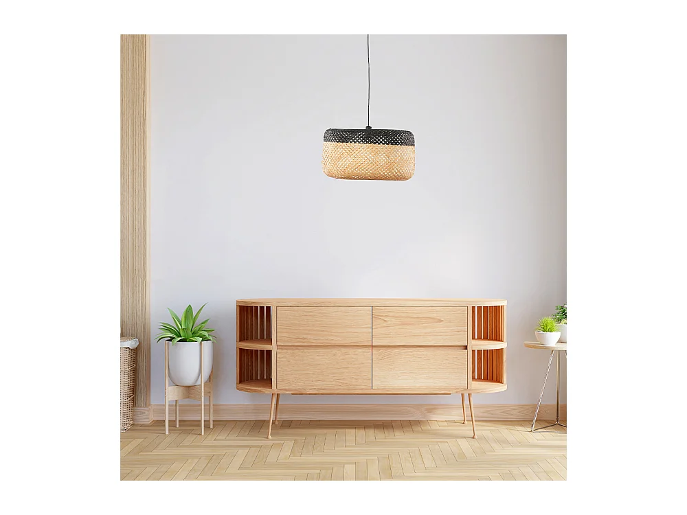 Suspension ronde bambou bicolore