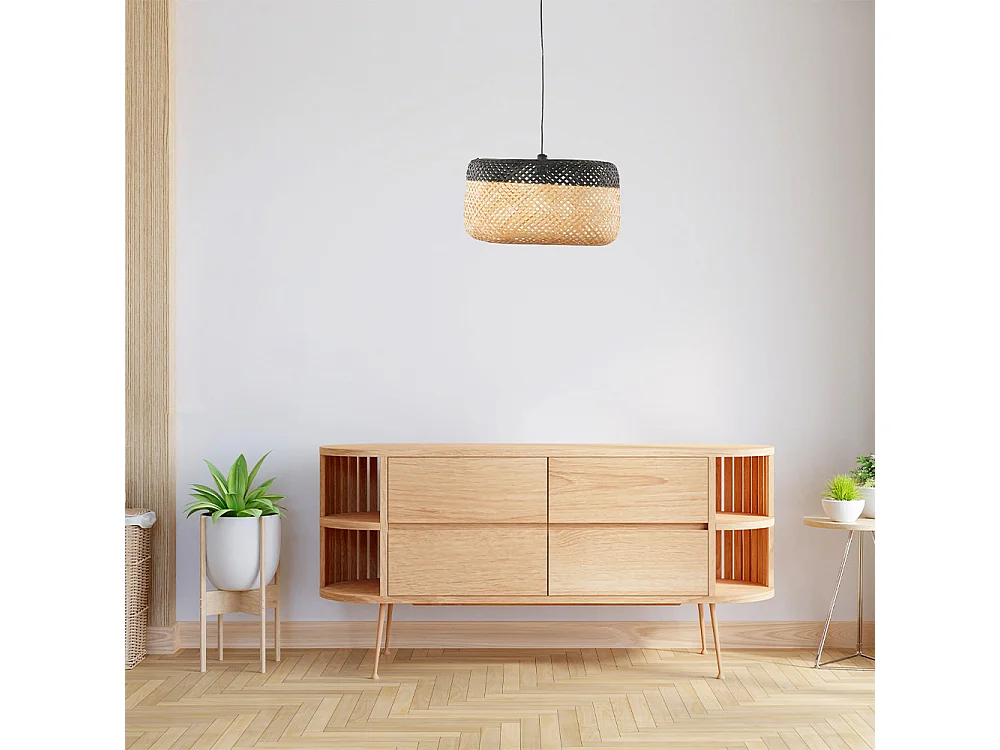 Suspension ronde bambou bicolore