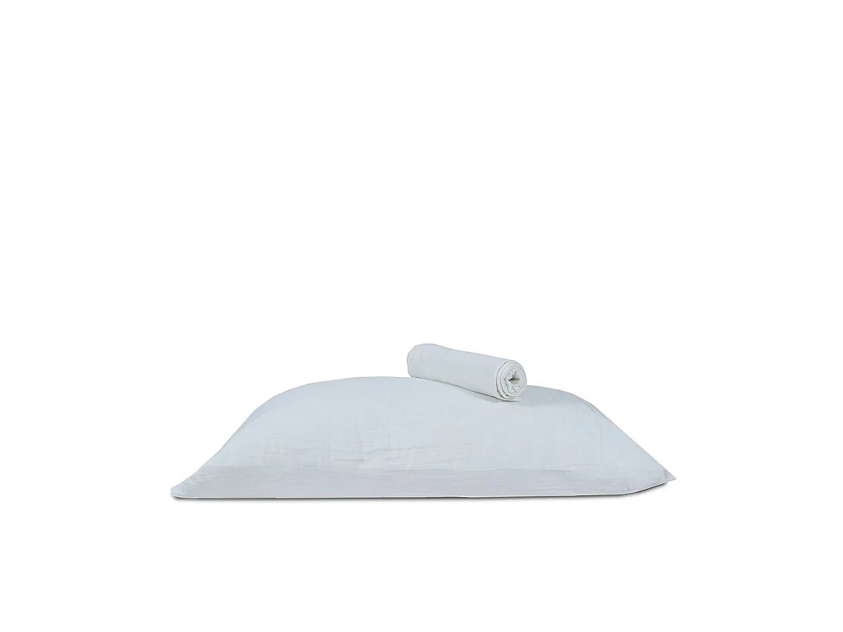 Lot 2 taies d'oreiller gaze de coton écrue 63x63 cm