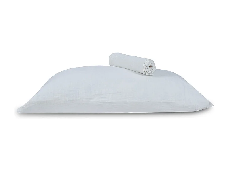 Lot 2 taies d'oreiller gaze de coton écrue 63x63 cm