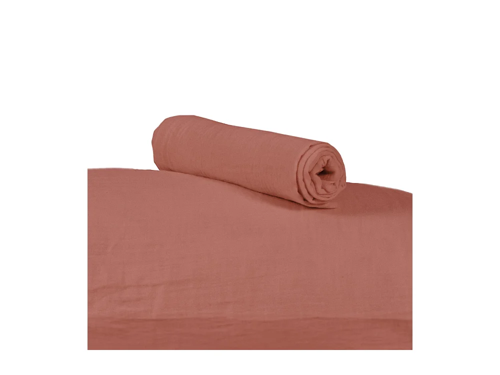 Lot 2 taies d'oreiller gaze de coton Terracotta 63x63 cm