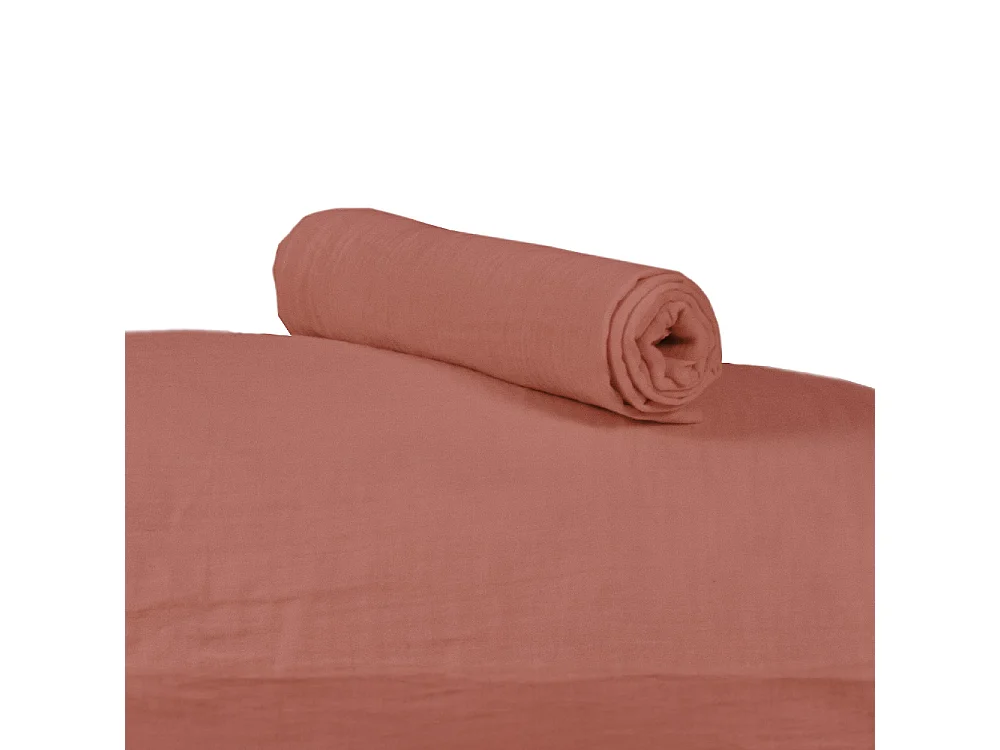 Lot 2 taies d'oreiller gaze de coton sable 50x70 cm