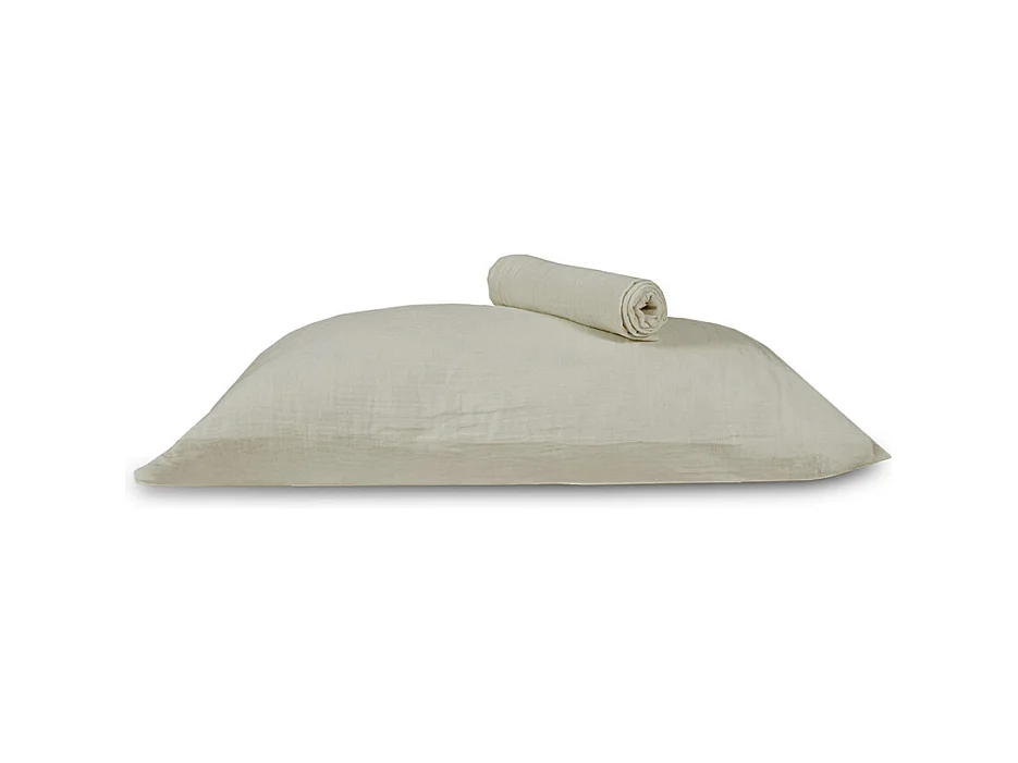 Lot 2 taies d'oreiller gaze de coton sable 63x63 cm