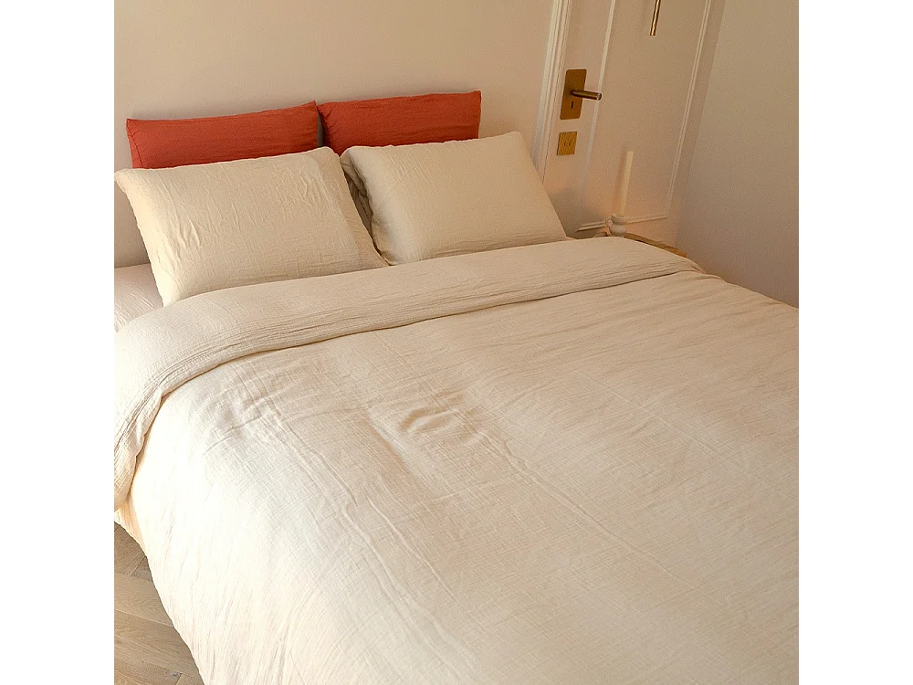 Housse de couette gaze de coton sable 140x200 cm