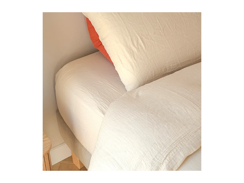 Housse de couette gaze de coton sable 240x260 cm