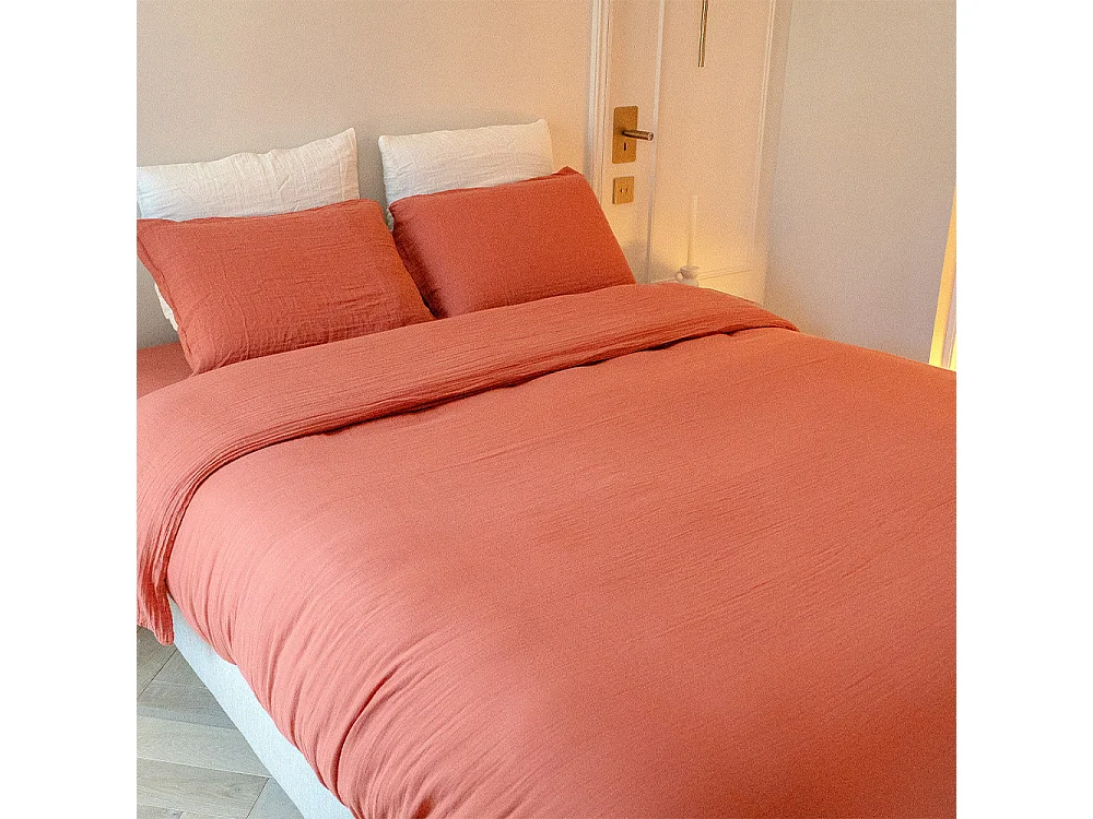 Housse de couette gaze de coton Terracotta 220x240 cm