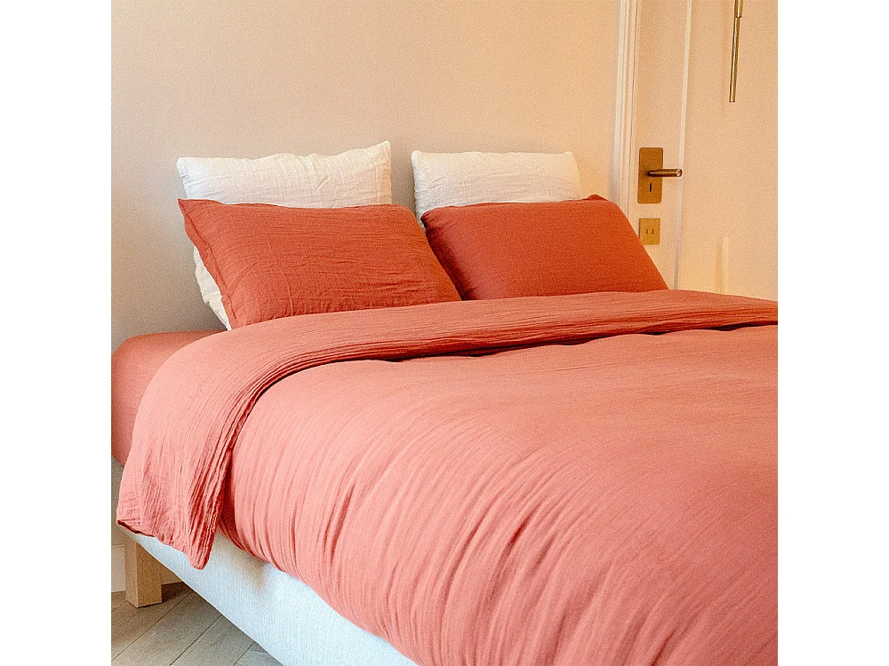 Housse de couette gaze de coton Terracotta 220x240 cm