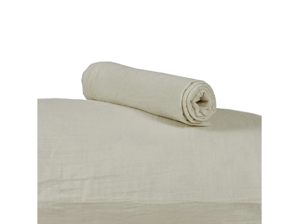 Lot 2 taies d'oreiller gaze de coton écrue 50x70 cm