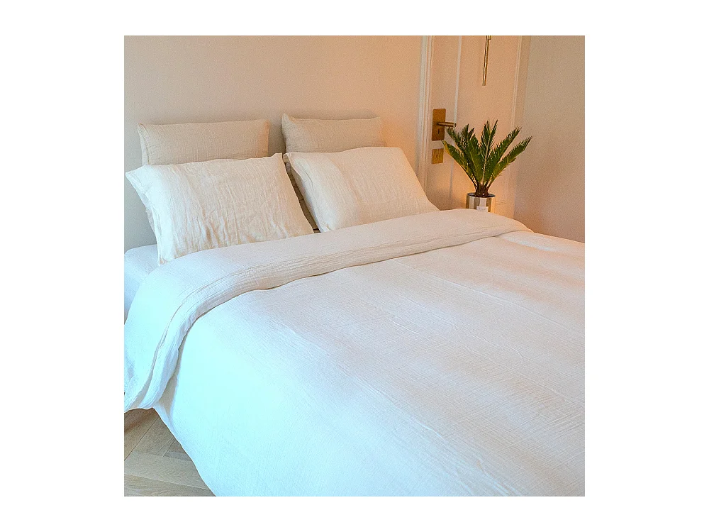 Housse de couette gaze de coton écrue 240x260 cm