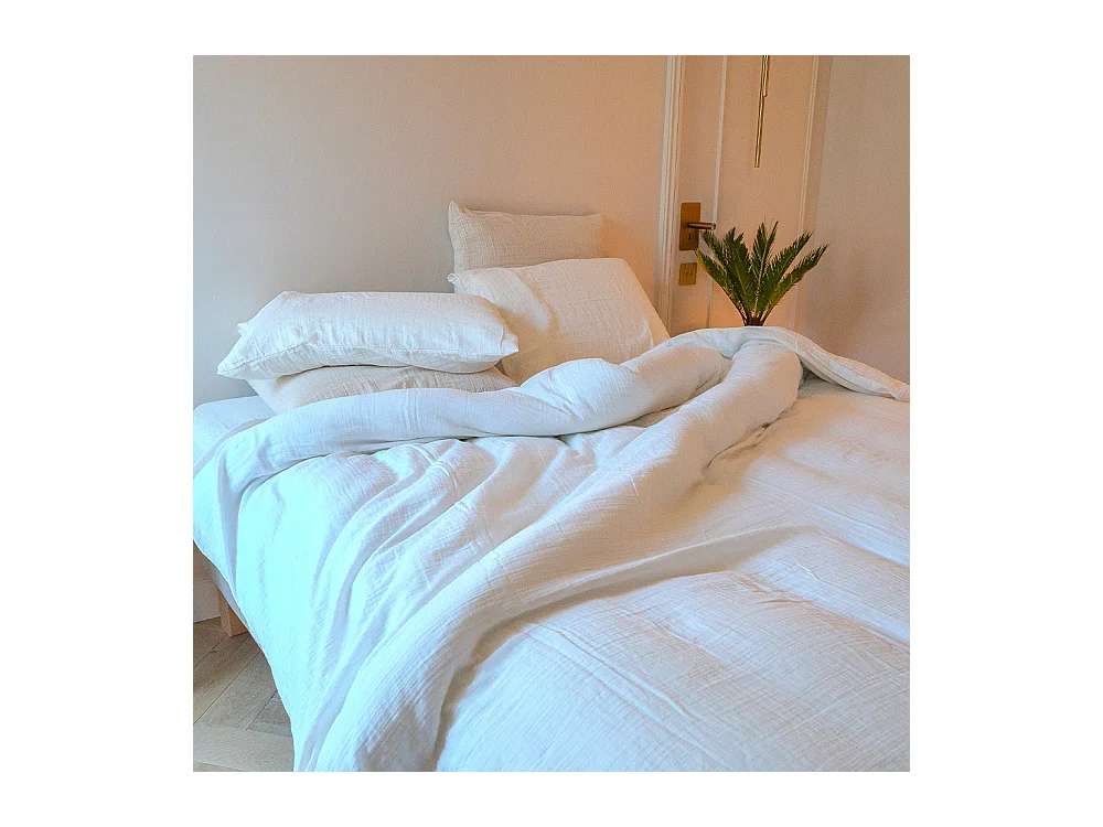 Housse de couette gaze de coton écrue 240x260 cm