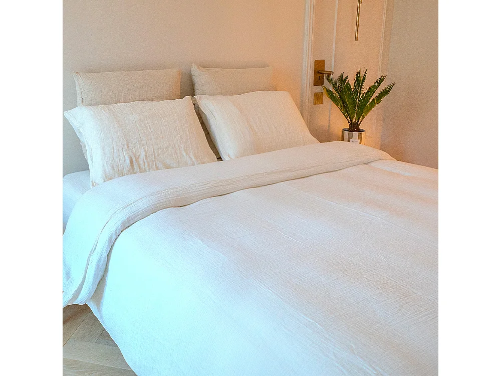 Housse de couette gaze de coton écrue 220x240 cm