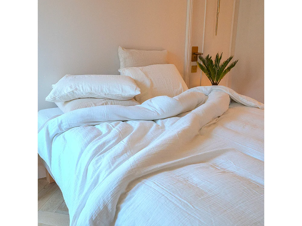Housse de couette gaze de coton écrue 140x200 cm