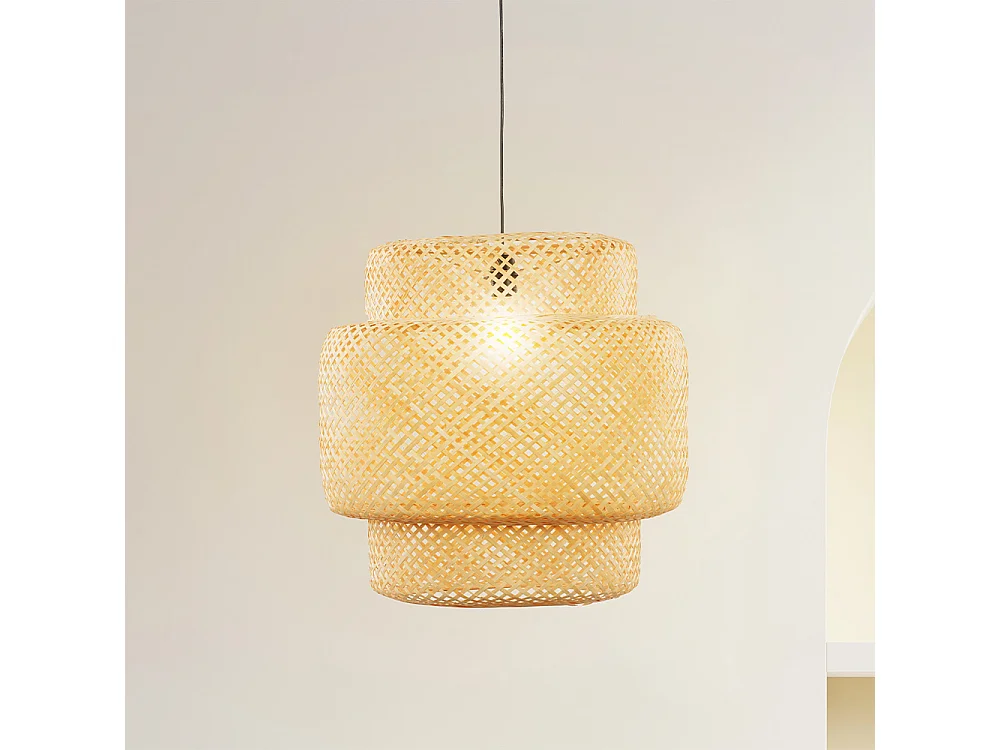 Abat jour en Suspension bambou naturel foncé