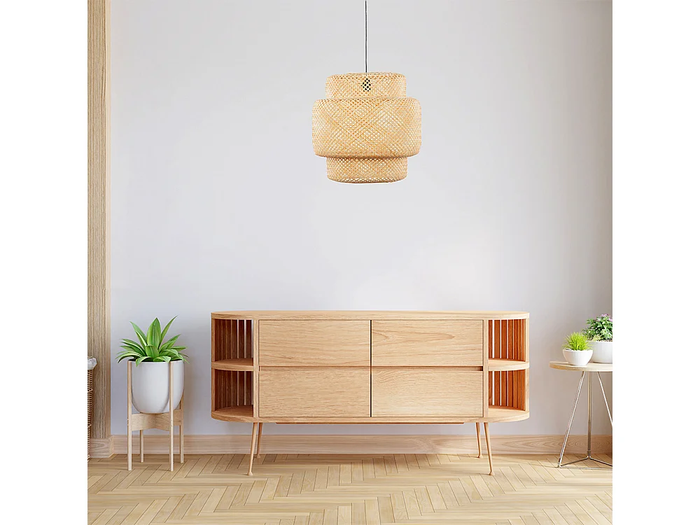 Abat jour en Suspension bambou naturel foncé