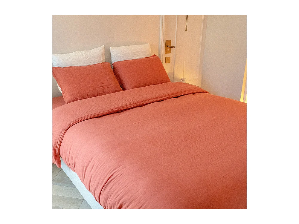 Housse de couette gaze de coton Terracotta 240x260 cm