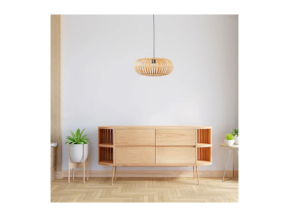 Suspension ronde bambou naturel