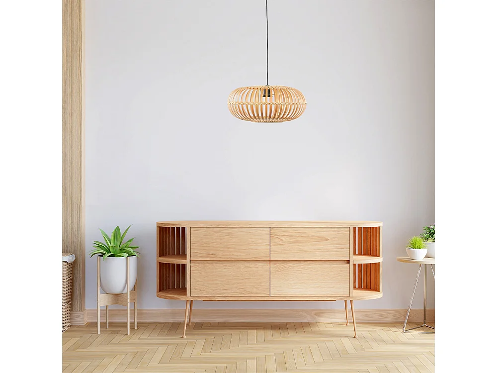 Suspension ronde bambou naturel