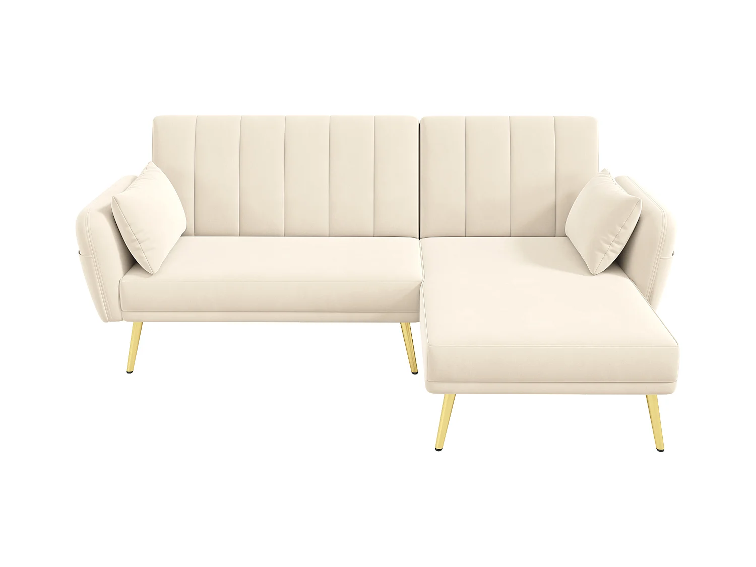 Canapé pliant moderne - Canapé en L - Canapé-lit avec coin supplémentaire - Beige