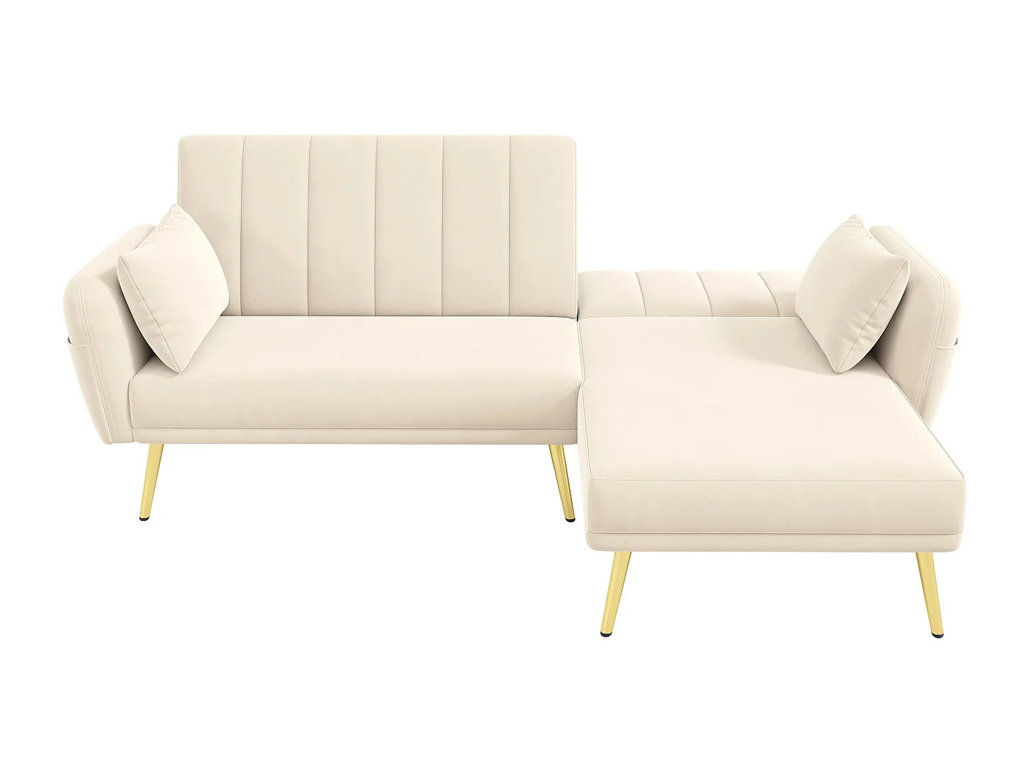 Canapé pliant moderne - Canapé en L - Canapé-lit avec coin supplémentaire - Beige