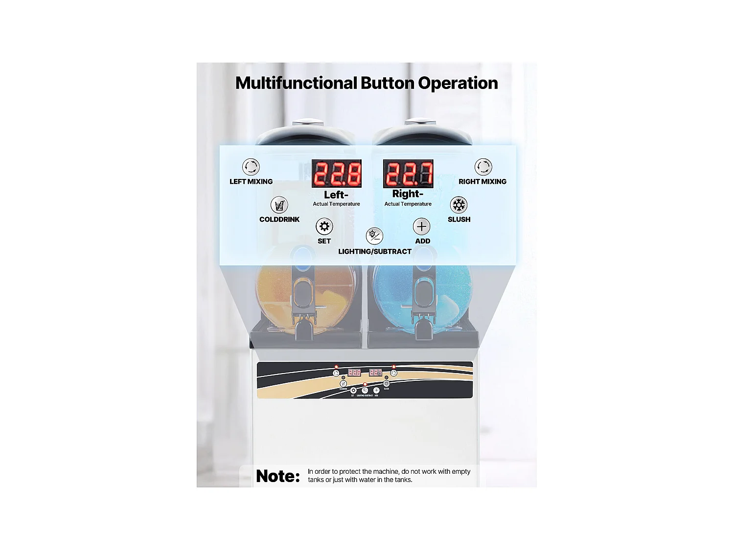 Machine à Granité SucceBuy, 2 Réservoirs de 15 L, Acier Inoxydable, Distributeur de Boissons Glacées, pour Maison, Restaurants, Cafés, Bars