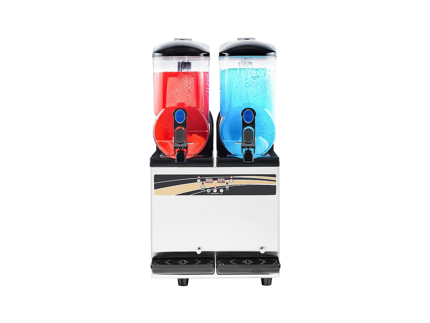 Machine à Granité SucceBuy, 2 Réservoirs de 15 L, Acier Inoxydable, Distributeur de Boissons Glacées, pour Maison, Restaurants, Cafés, Bars