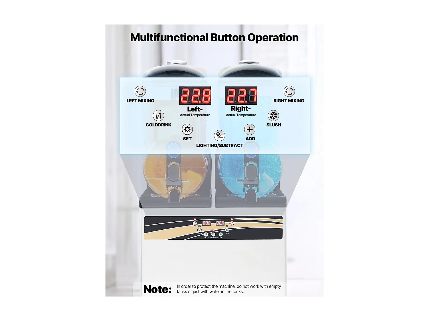 Máquina de Granito SucceBuy, 2 Depósitos de 15 L, Acero Inoxidable, Distribuidor de Bebidas Heladas, para Hogar, Restaurantes, Cafés, Bares