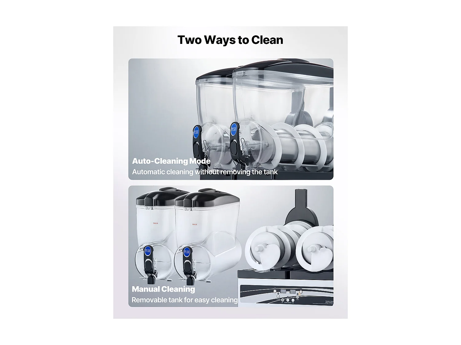 Máquina de Granito SucceBuy, 2 Depósitos de 15 L, Acero Inoxidable, Distribuidor de Bebidas Heladas, para Hogar, Restaurantes, Cafés, Bares