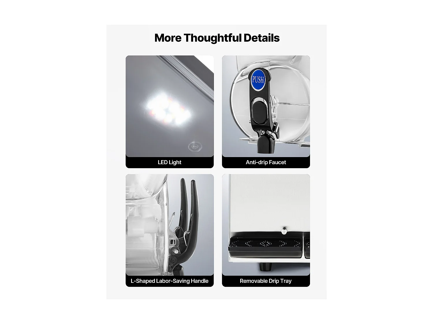 Máquina de Granito SucceBuy, 2 Depósitos de 15 L, Acero Inoxidable, Distribuidor de Bebidas Heladas, para Hogar, Restaurantes, Cafés, Bares