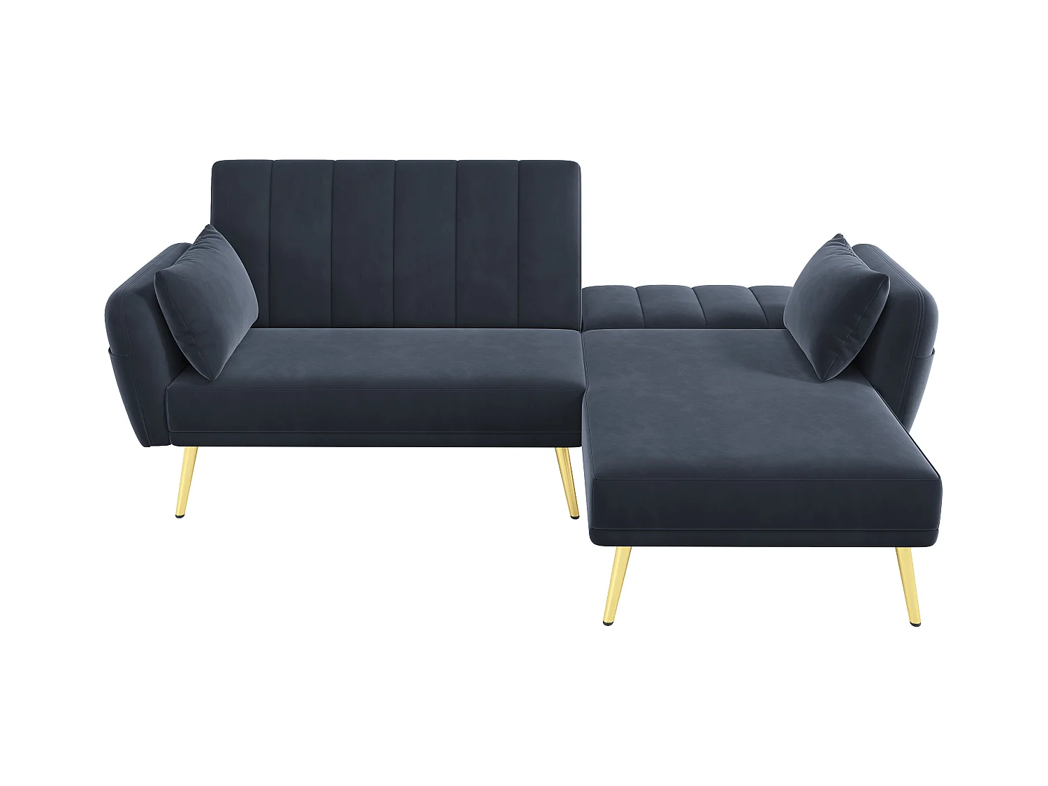 Canapé pliant moderne - Canapé en L - Canapé-lit avec coin supplémentaire - noir