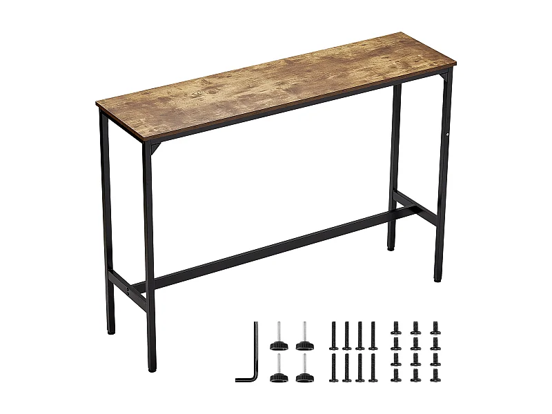 Table de Bar SucceBuy, 139.7x38.1x99.1cm, Table Haute avec Structure Métallique Solide, Bureau Étroit et Long pour Cocktails, Facile à Monter