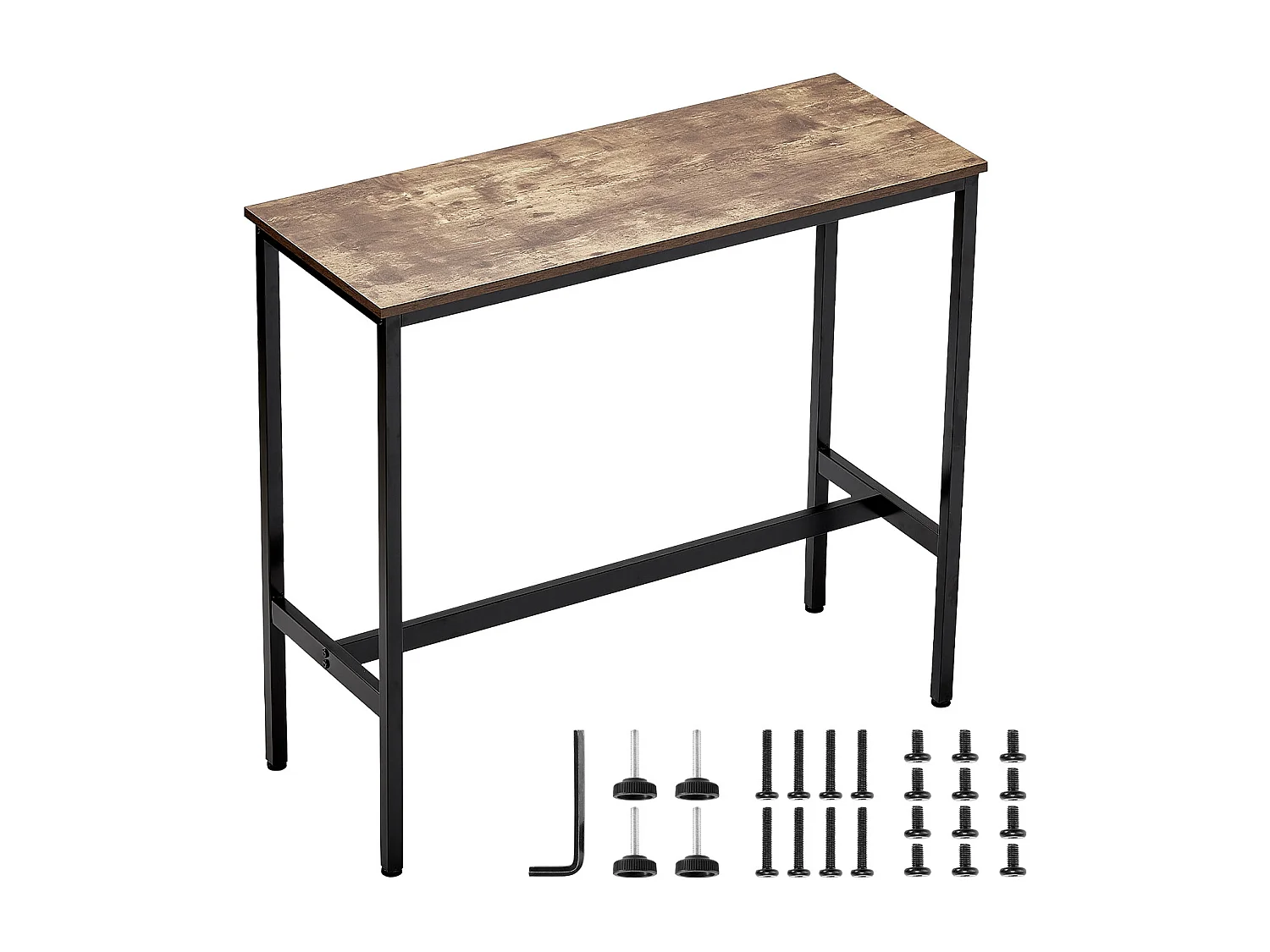 Bar Tafel SucceBuy 99.1 x 40.6 x 90.2 cm, Hoge Tafel met Stevige Metalen Structuur, Smalle Lange Bureau voor Cocktails, Eenvoudige Montage