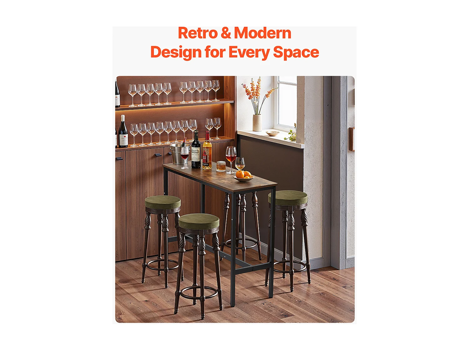 Bar Tafel SucceBuy 99.1 x 40.6 x 90.2 cm, Hoge Tafel met Stevige Metalen Structuur, Smalle Lange Bureau voor Cocktails, Eenvoudige Montage