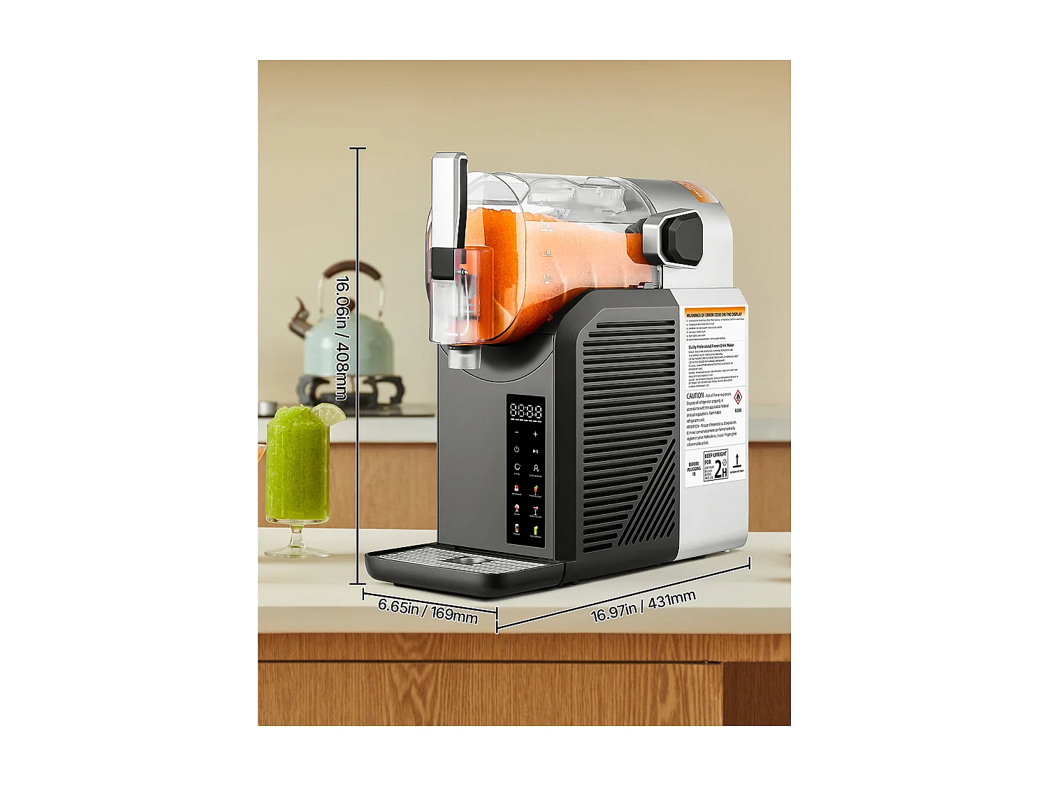 Machine à Granité SucceBuy, Capacité 2 L, Acier Inoxydable, Autonettoyante, Distributeur de Boissons Glacées, pour Maison, Restaurants, Cafés, Bars