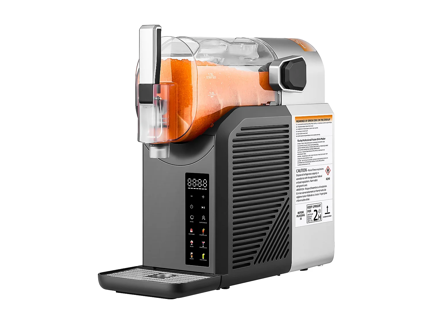 Machine à Granité SucceBuy, Capacité 2 L, Acier Inoxydable, Autonettoyante, Distributeur de Boissons Glacées, pour Maison, Restaurants, Cafés, Bars