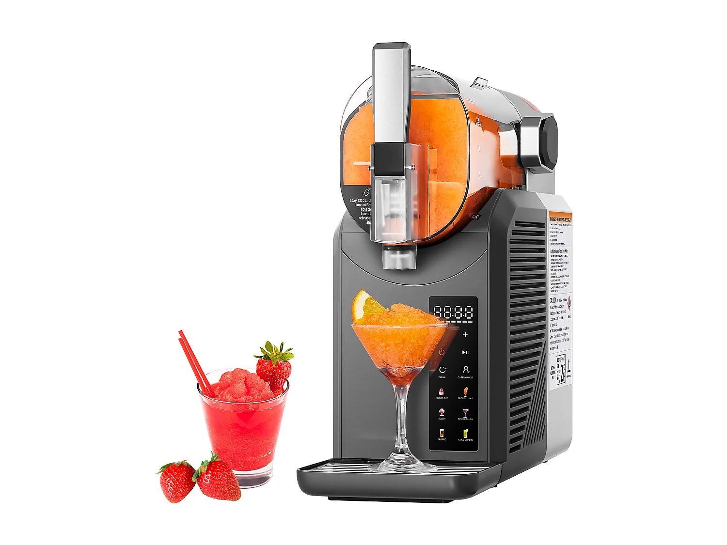 Machine à Granité SucceBuy, Capacité 2 L, Acier Inoxydable, Autonettoyante, Distributeur de Boissons Glacées, pour Maison, Restaurants, Cafés, Bars