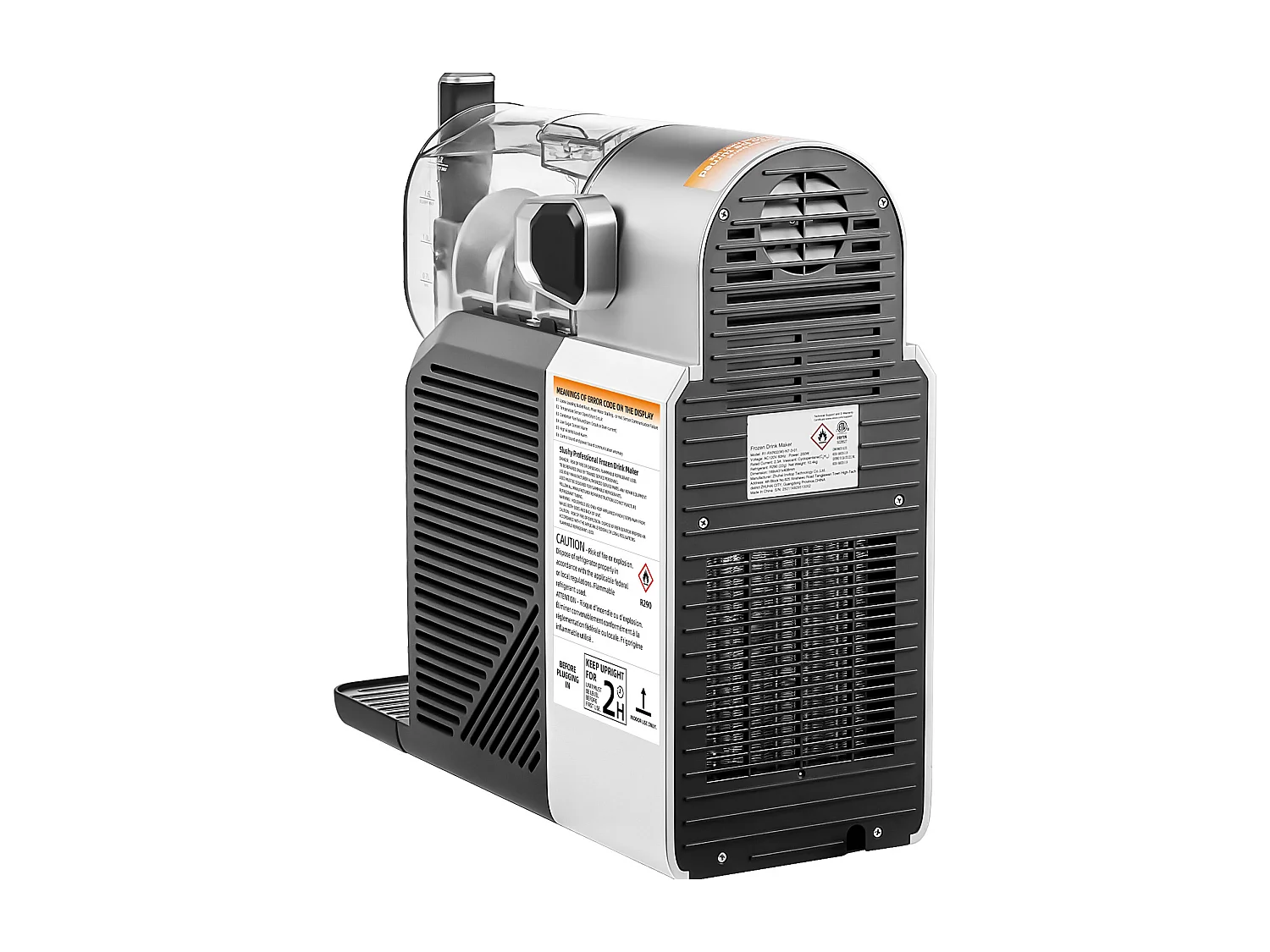 Machine à Granité SucceBuy, Capacité 2 L, Acier Inoxydable, Autonettoyante, Distributeur de Boissons Glacées, pour Maison, Restaurants, Cafés, Bars