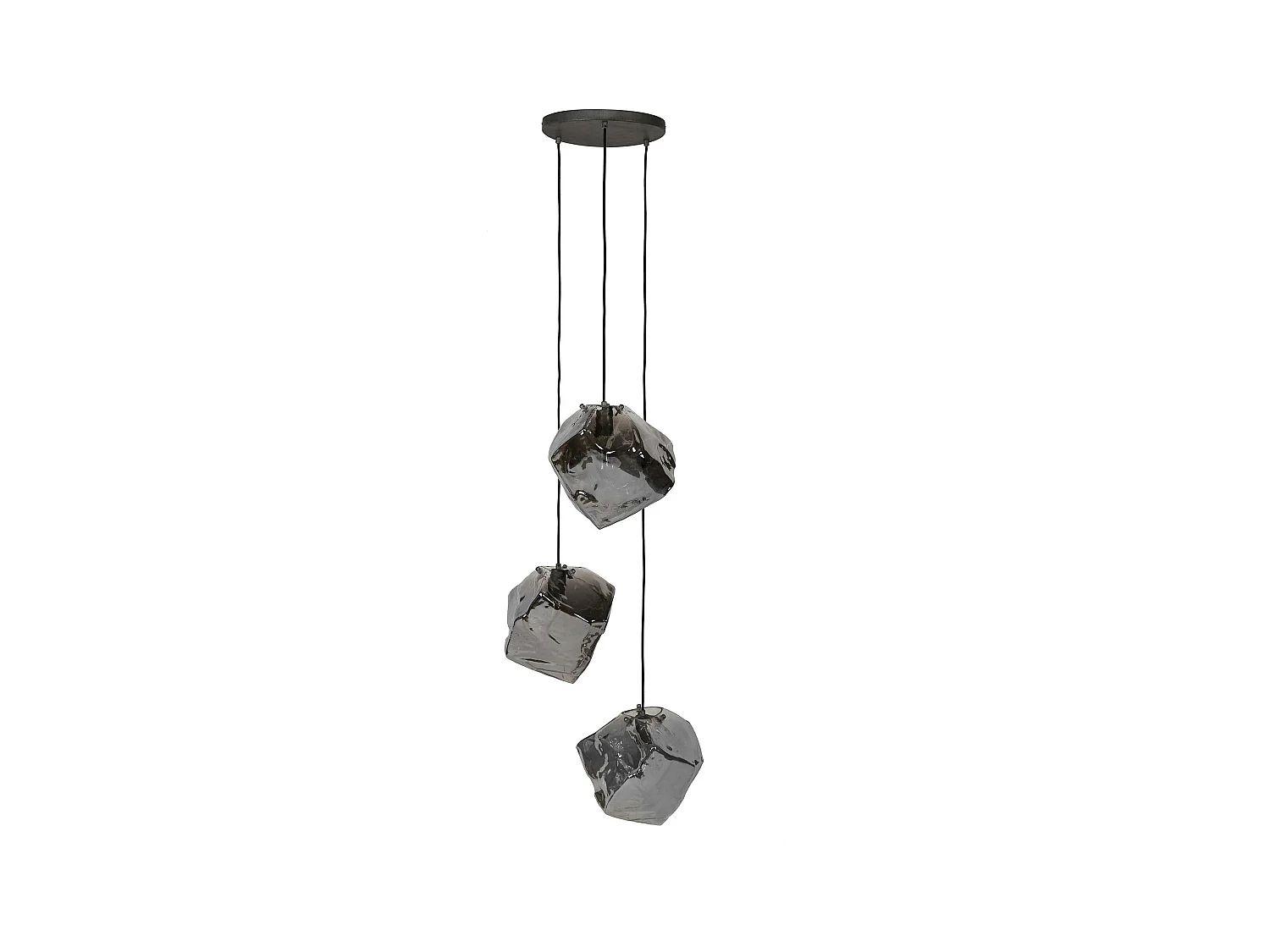 Suspension contemporaine 3 lampes effet glaçon finition chromée NIAGARA