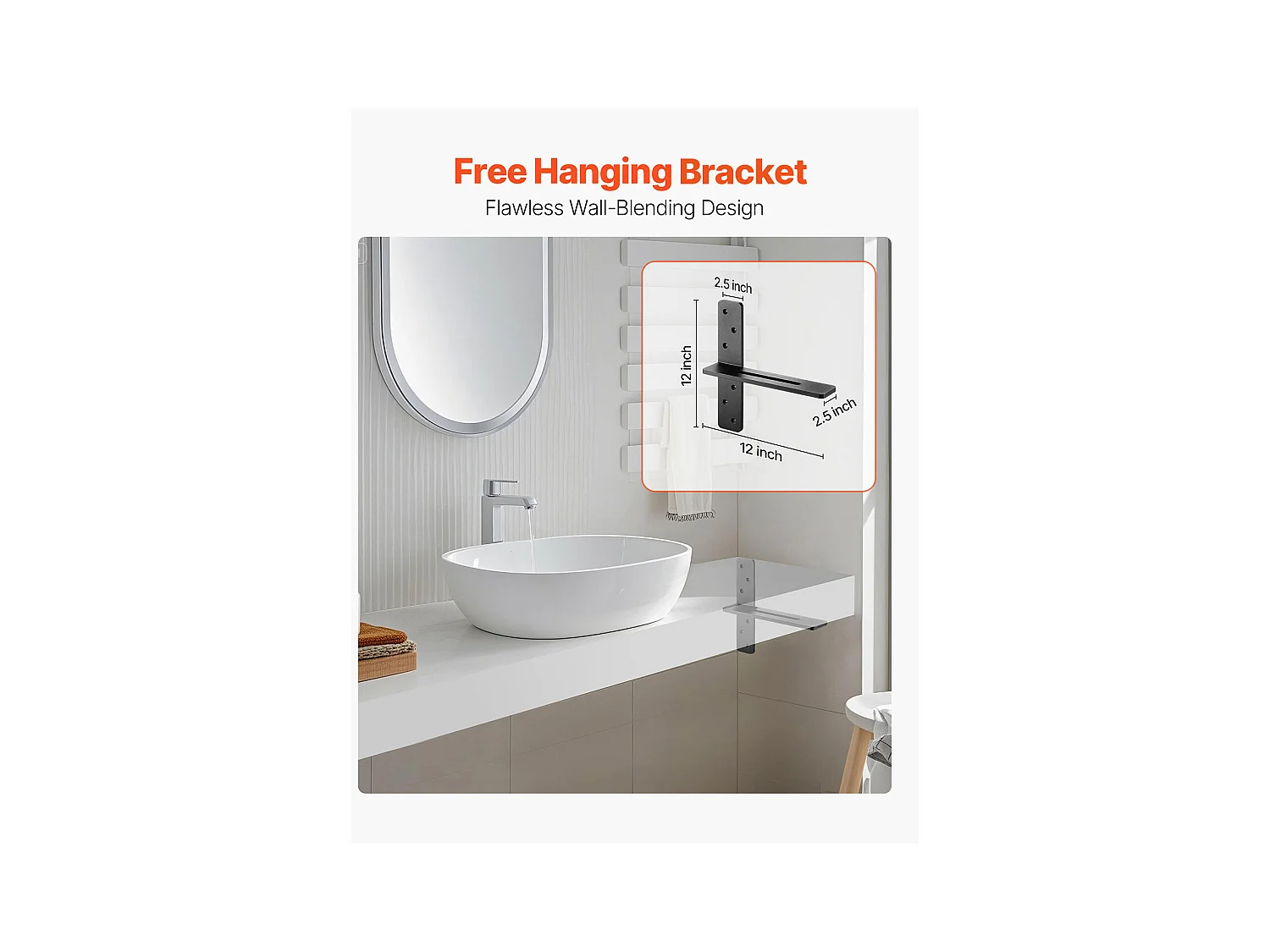 Support d'Étagère SucceBuy Flottante, 30.48x7.35x30.48 cm, Supports Muraux Invisibles en T Robustes, Lot de 2, Capacité de Charge 90 kg, avec Vis