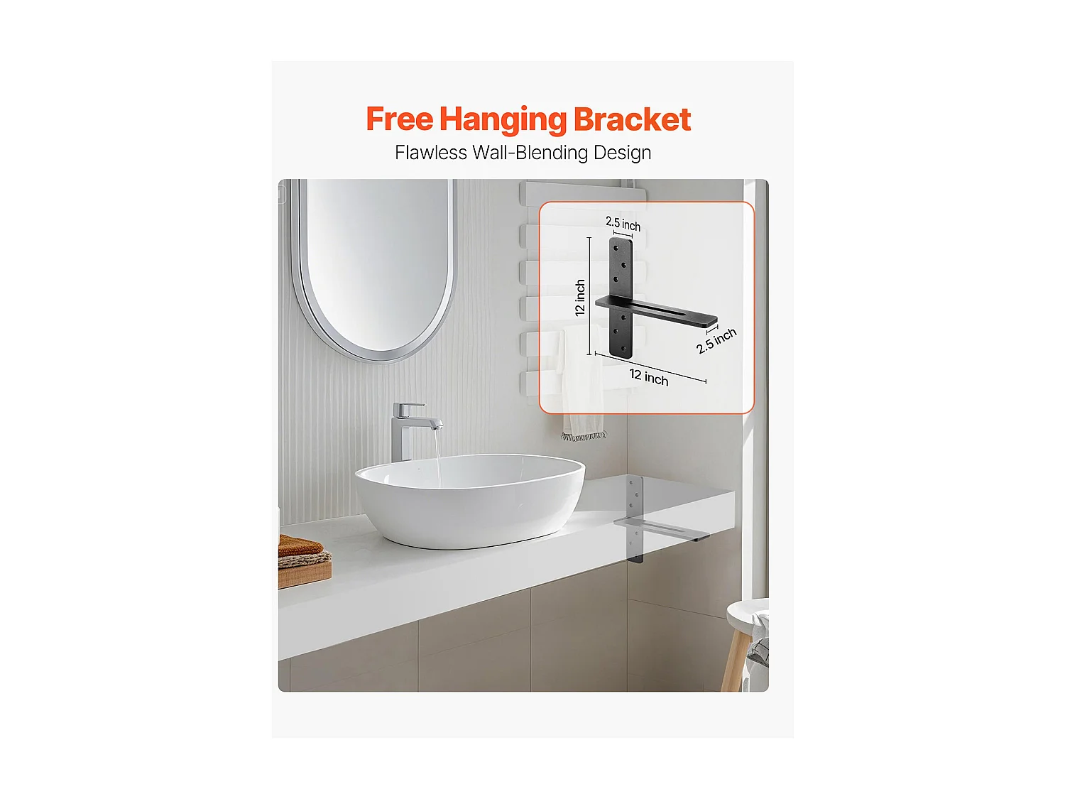 Support d'Étagère SucceBuy Flottante, 30.48x7.35x30.48 cm, Supports Muraux Invisibles en T Robustes, Lot de 2, Capacité de Charge 90 kg, avec Vis